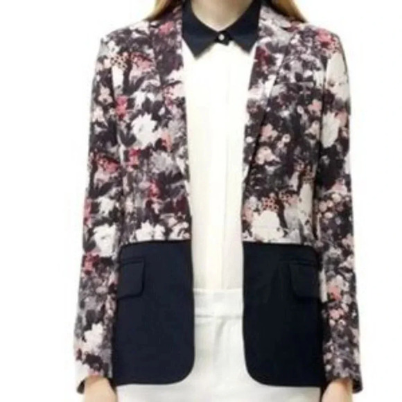 Club Monaco  Floral Navy Baker Blazer Wool 0 - Picture 1 of 10
